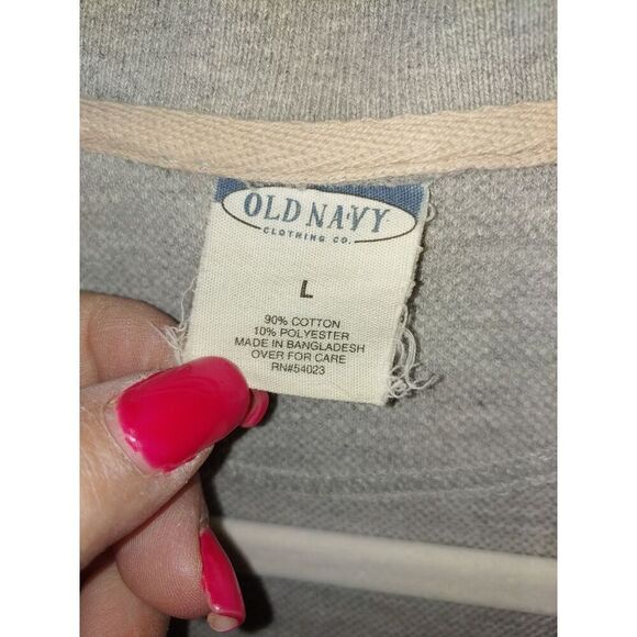 Old Navy VINTAGE Mens Size Large Grey 1/4 Zip Pullover Polo Shirt - Picture 2 of 3